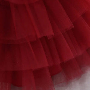 Red Tulle Style With Sequin Bow Frock 5 - Minitaq baby kids clothes dress