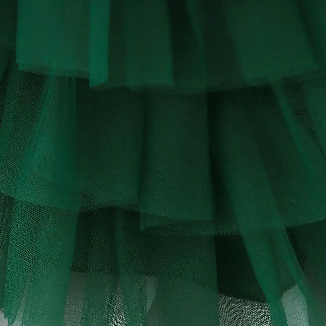 Green Tulle Style With Sequin Bow Frock 4 - Minitaq baby kids clothes dress