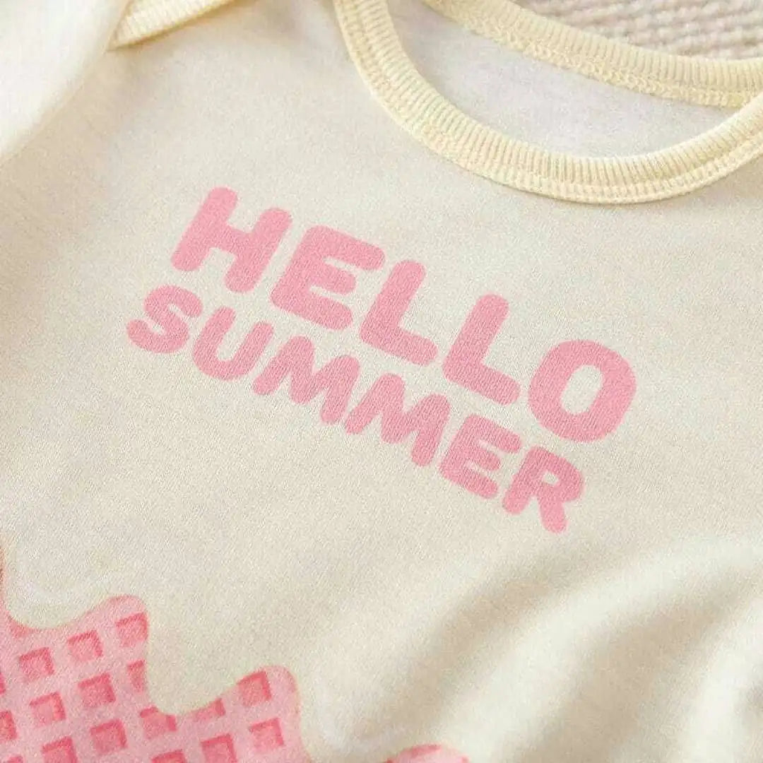 Hello Summer Cream Pink Baby Romper 5 - Minitaq baby kids clothes dress