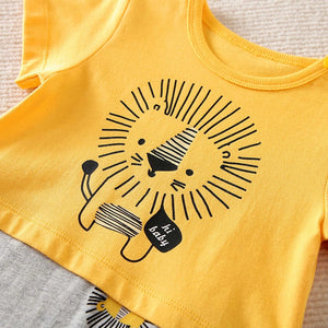 Lion Traveller Yellow N Gray Baby Romper 4 - Minitaq baby kids clothes dress