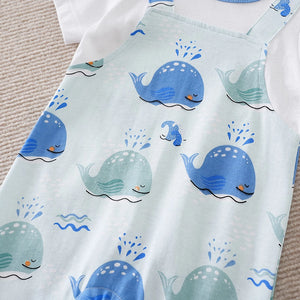 Cute Marine Whales Dungaree Style Summer Romper 4 - Minitaq baby kids clothes dress