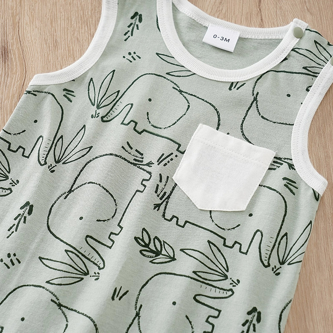 Sleeveless Summer Romper With Elephants Pattern 5 - Minitaq baby kids clothes dress