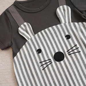 Cute Mini Mice Black N Gray White Baby Romper 8 - Minitaq baby kids clothes dress