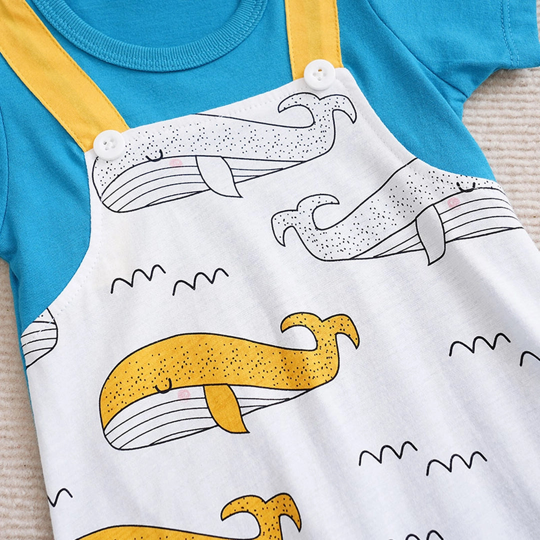 The Ocean Whales Colorful Dungaree Cotton Romper 4 - Minitaq baby kids clothes dress