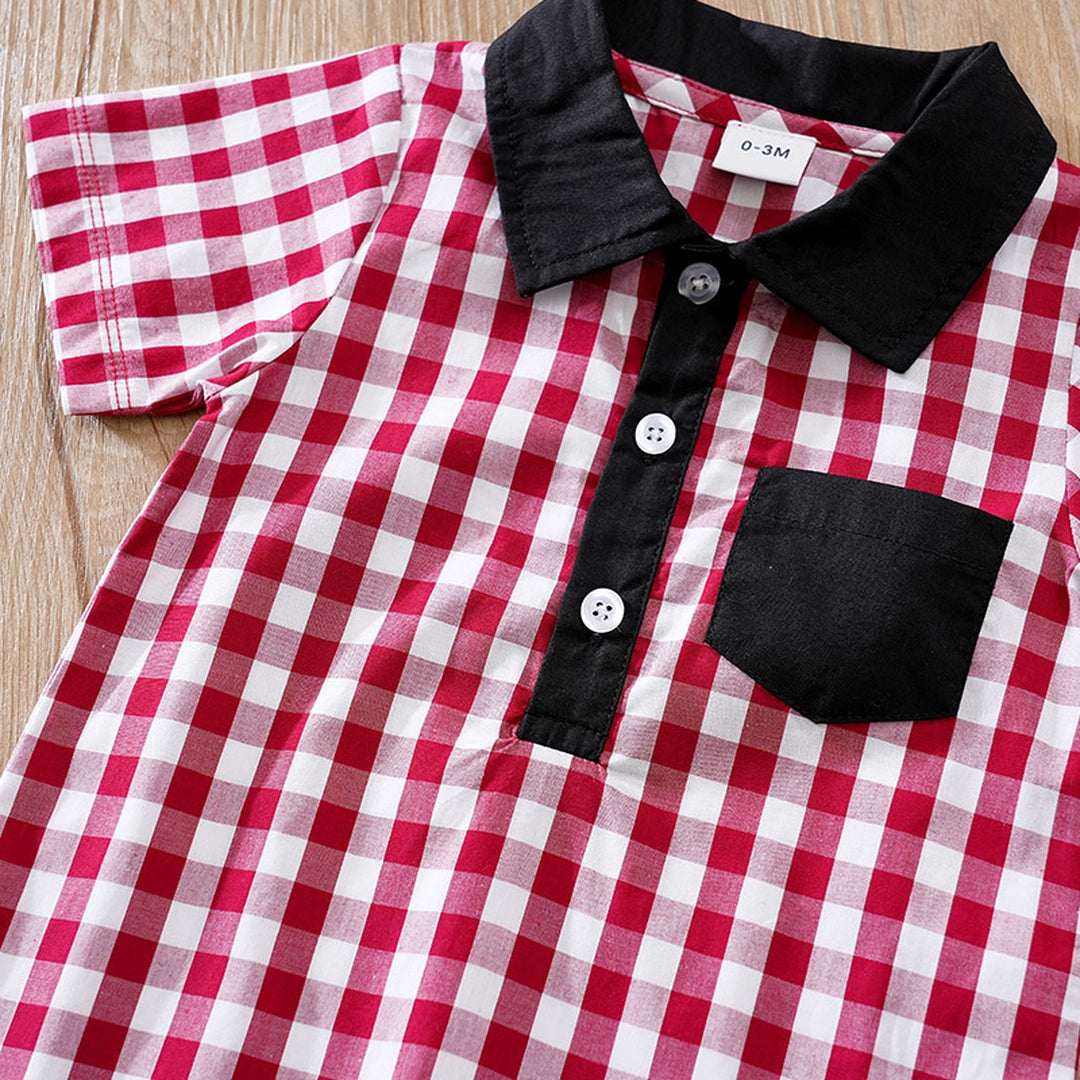 Red Gingham Pattern Baby Cotton Romper 4 - Minitaq baby kids clothes dress