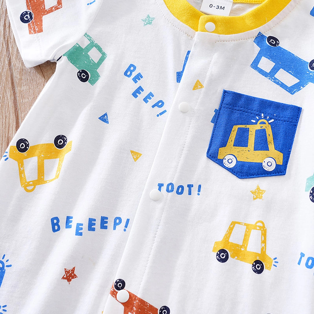 Fun With Cars Patterned Baby Cotton Romper 4 - Minitaq baby kids clothes dress