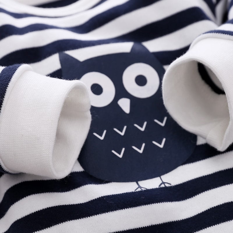 Owl on Blue Lines with Hat and Napkin Bib 3 - Minitaq baby kids clothes dress