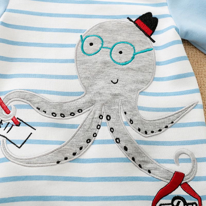 Cute Octopus Light Blue and White Baby Romper 5 - Minitaq baby kids clothes dress