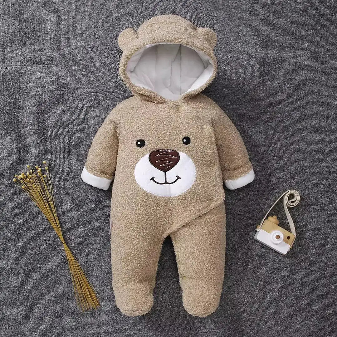 Olive Gray Teddy Bear Design Baby Romper 4 - Minitaq baby kids clothes dress