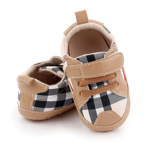 Random Check Pattern Light Brown Baby Shoes 4 - Minitaq baby kids clothes dress