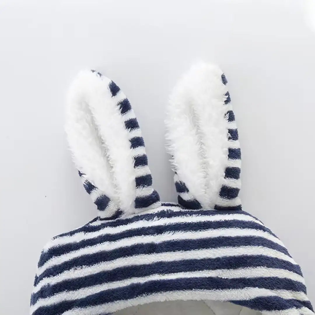 Navy Stripe Bunny Ear Baby  Swaddle 4 - Minitaq baby kids clothes dress