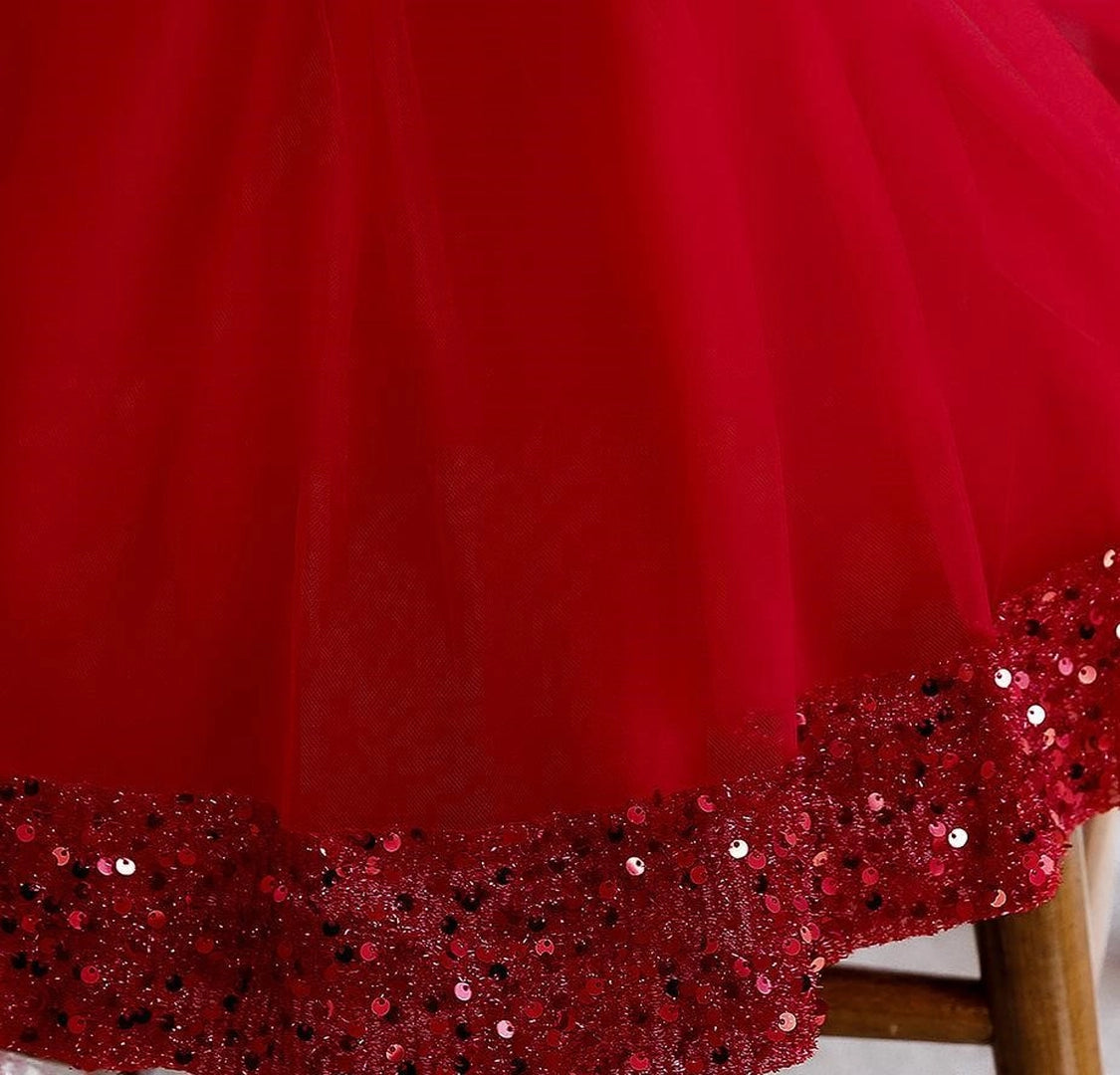 Red Fancy Tulle Style Baby Frock For Girls-Minitaq baby kids clothes dress 