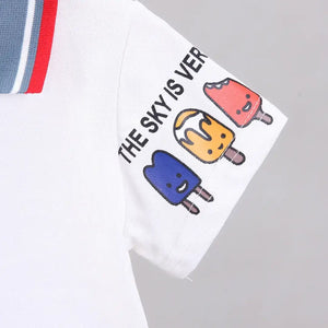 Ice Cream Design White Polo With Blue Jeans Shorts 5 - Minitaq baby kids clothes dress