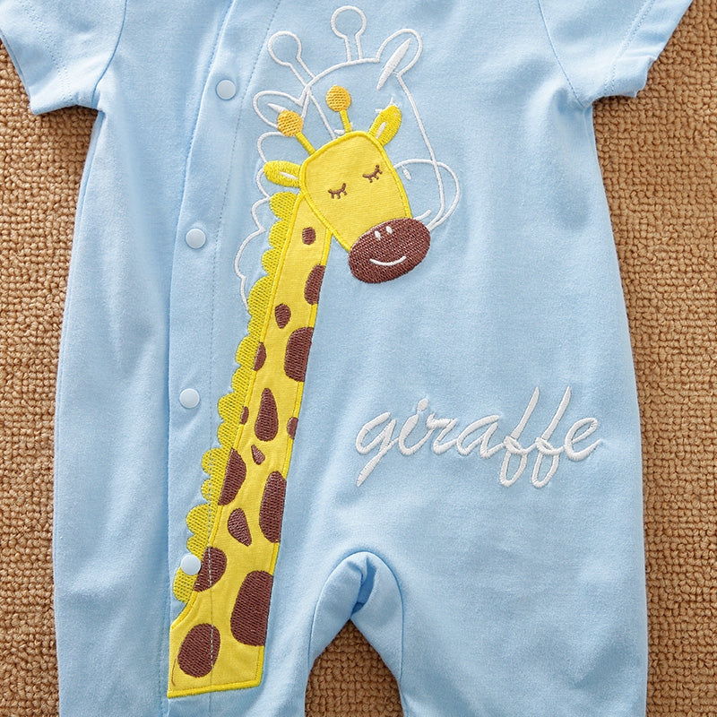 Giraffe Cotton Blue Baby Romper 6 - Minitaq baby kids clothes dress