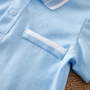 Blue Polo Style Baby Romper 6 - Minitaq baby kids clothes dress