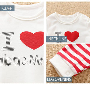 I Love Mama Baba with Red Stripes Baby Romper 3 - Minitaq baby kids clothes dress