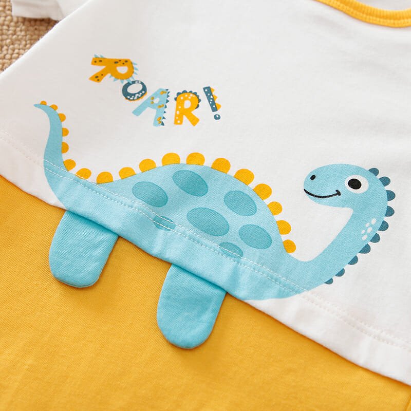 Dino Roar Yellow White Romper 3 - Minitaq baby kids clothes dress