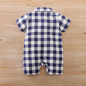 Off-White and Blue Check Casual Romper 6 - Minitaq baby kids clothes dress