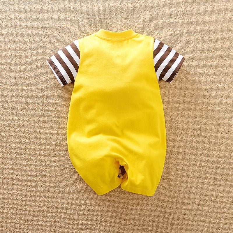 Giraffe Half Sleeve Yellow Baby Romper 6 - Minitaq baby kids clothes dress