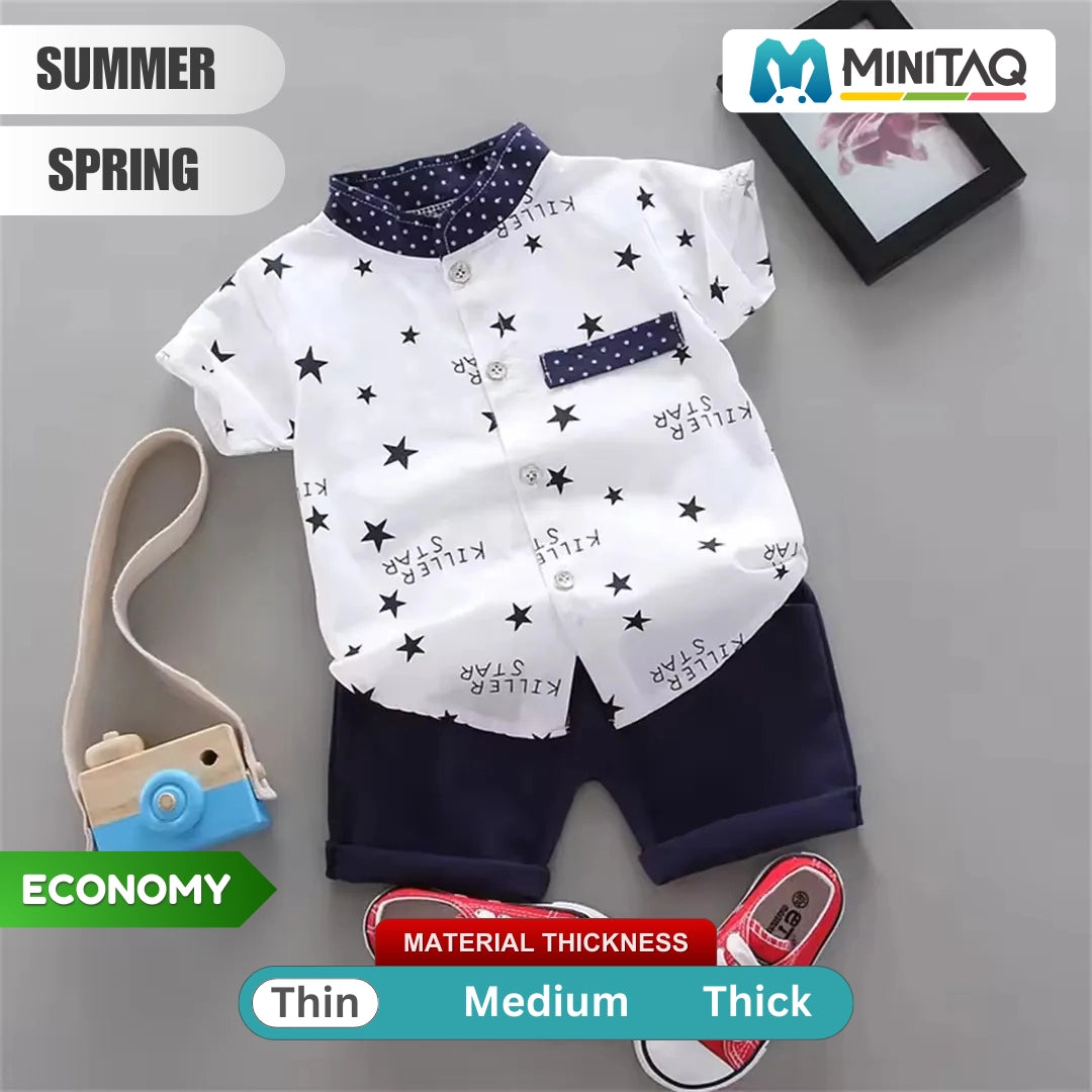 Stylish Killer Star Pattern Design Shirt With Shorts 2 pcs Set 1 - Minitaq baby kids clothes dress