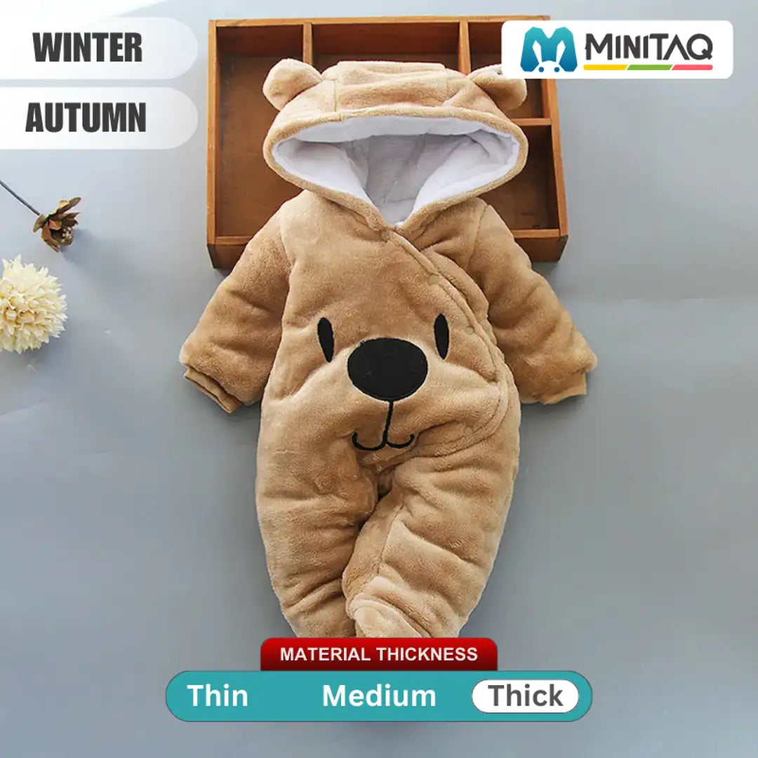 Light Brown Cartoon Bear Hooded Romper 51 - Minitaq baby kids clothes dress