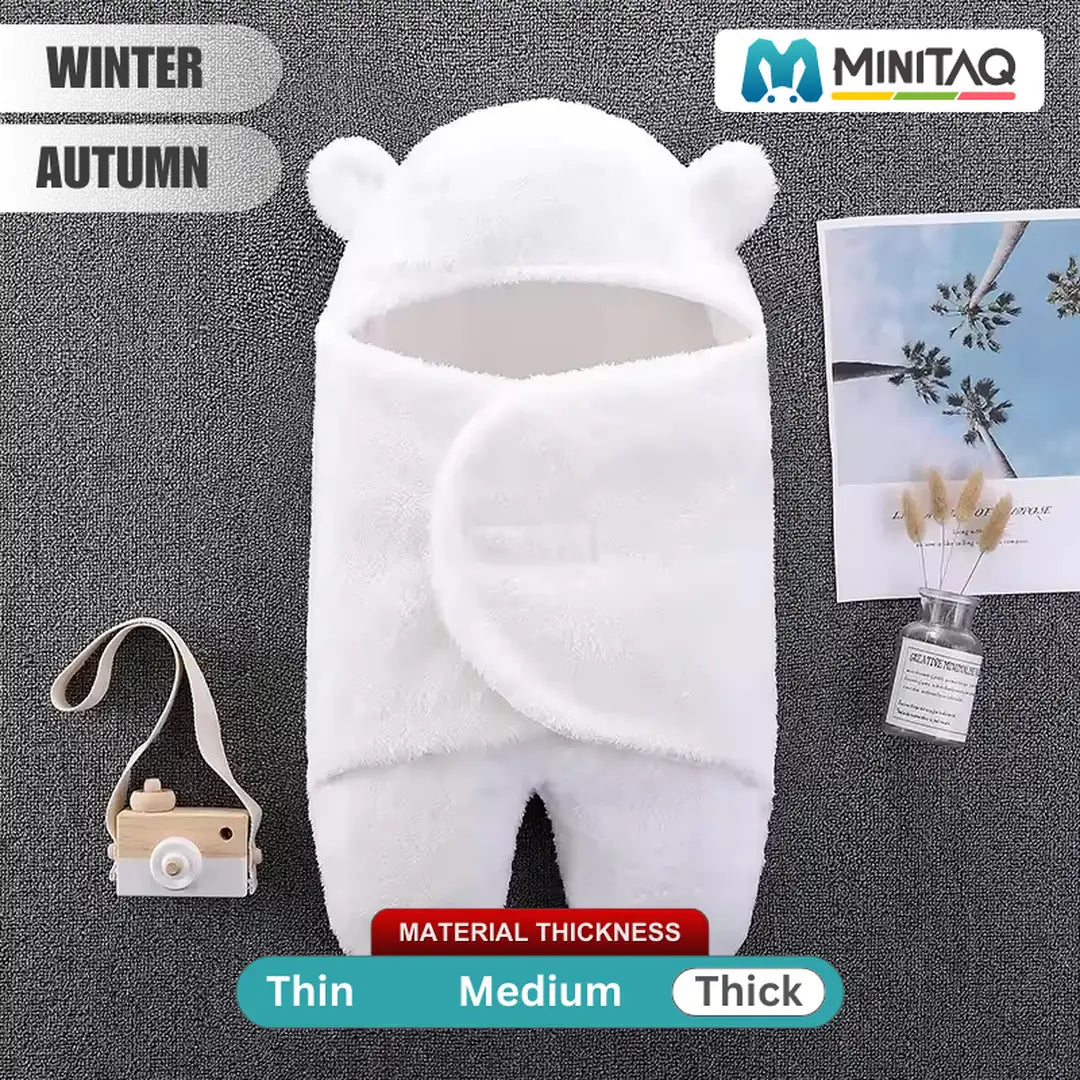 White Color Thick Winter Baby Swaddle 51 - Minitaq baby kids clothes dress