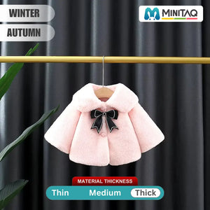 Cute Soft Pink Winter Baby Plush Cape Coat  51 - Minitaq baby kids clothes dress