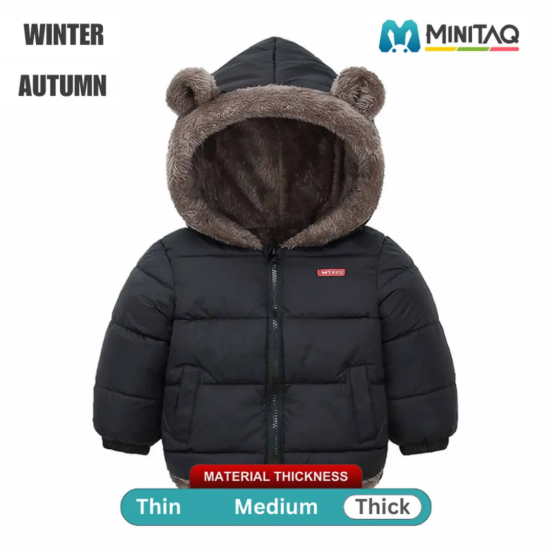 Smart Black Zipper Winter Hooded Jacket 52 - Minitaq baby kids clothes dress