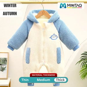 Soft White N Blue Stylish Winter Romper 2 - Minitaq baby kids clothes dress