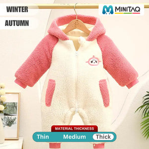 Soft White N Pink Stylish Winter Romper 56 - Minitaq baby kids clothes dress