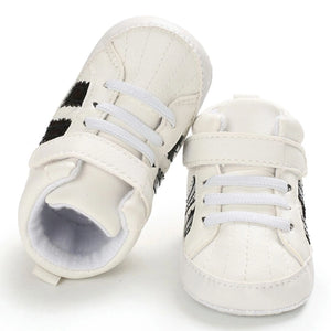 White High Ankle with Black Stripes Baby Shoes 5 - Minitaq baby kids clothes dress