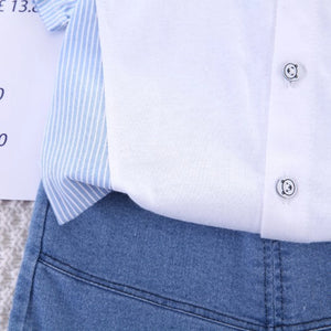 Classic White Shirt with Blue Denim Shorts - Minitaq baby kids clothes dress 