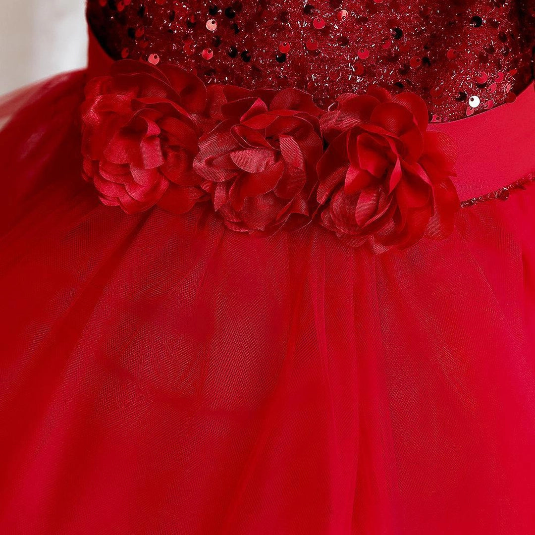 Red Fancy Tulle Style Baby Frock For Girls-Minitaq baby kids clothes dress 