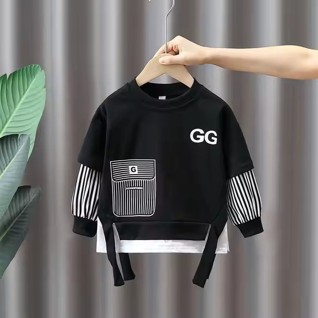 Stylish Stripes Full Sleeves Black Shirt N Trouser 2pcs Set - Minitaq baby kids clothes dress
