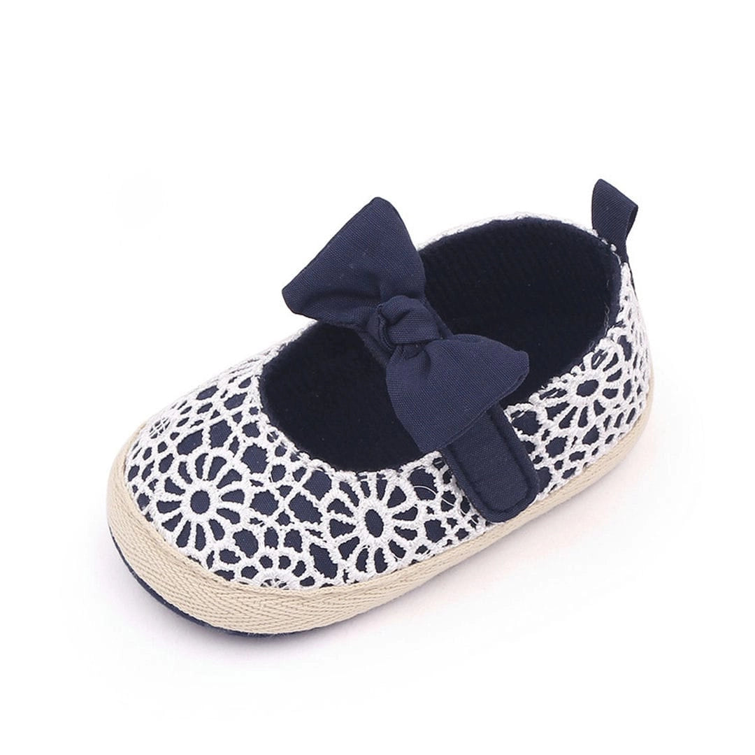 Soft Fancy Navy Blue Baby Shoes With Bow 5 - Minitaq baby kids clothes dress