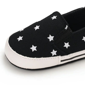 Black with White Stars Patterned Baby Shoes 5 - Minitaq baby kids clothes dress