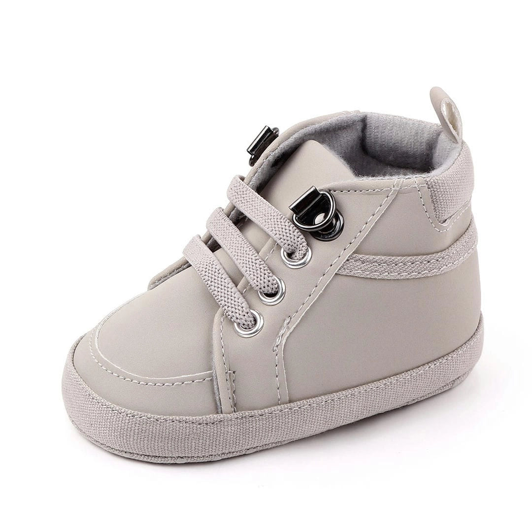 Trendy Light Grey High Ankle Lace-Up Baby Shoes 5 - Minitaq baby kids clothes dress