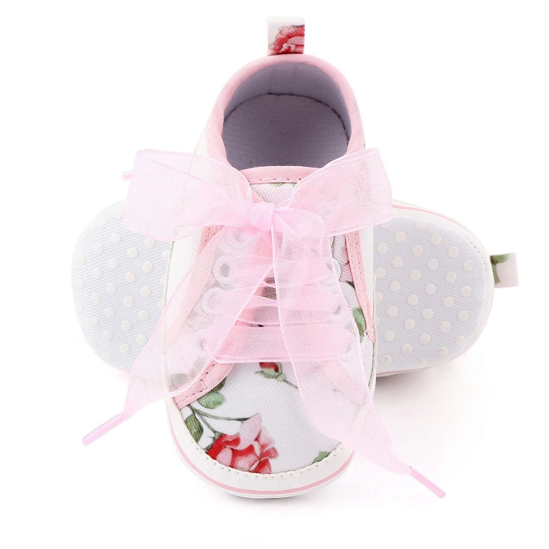 Rose Pattern Baby Girl Shoes with Ribbon Lace 5 - Minitaq baby kids clothes dress