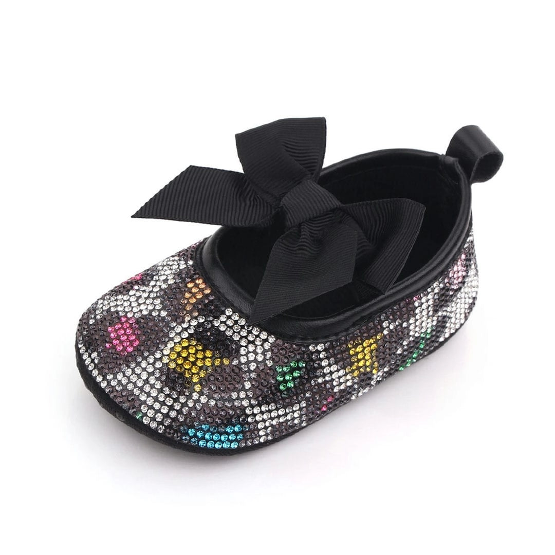 Fancy Black Baby Girl Shoes with Colorful Print 5 - Minitaq baby kids clothes dress