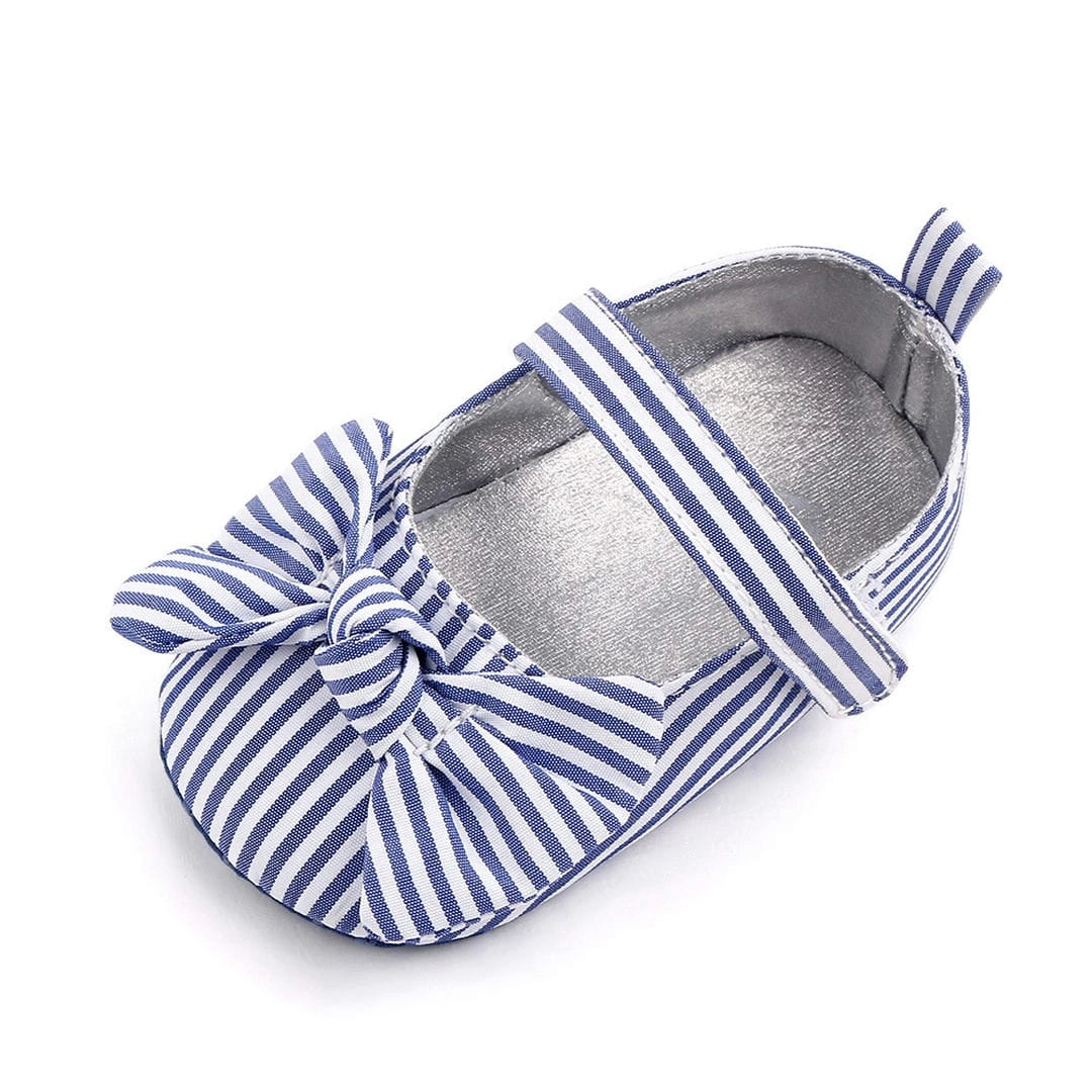 Blue Striped Bow Knot Baby Girl Shoes 5 - Minitaq baby kids clothes dress