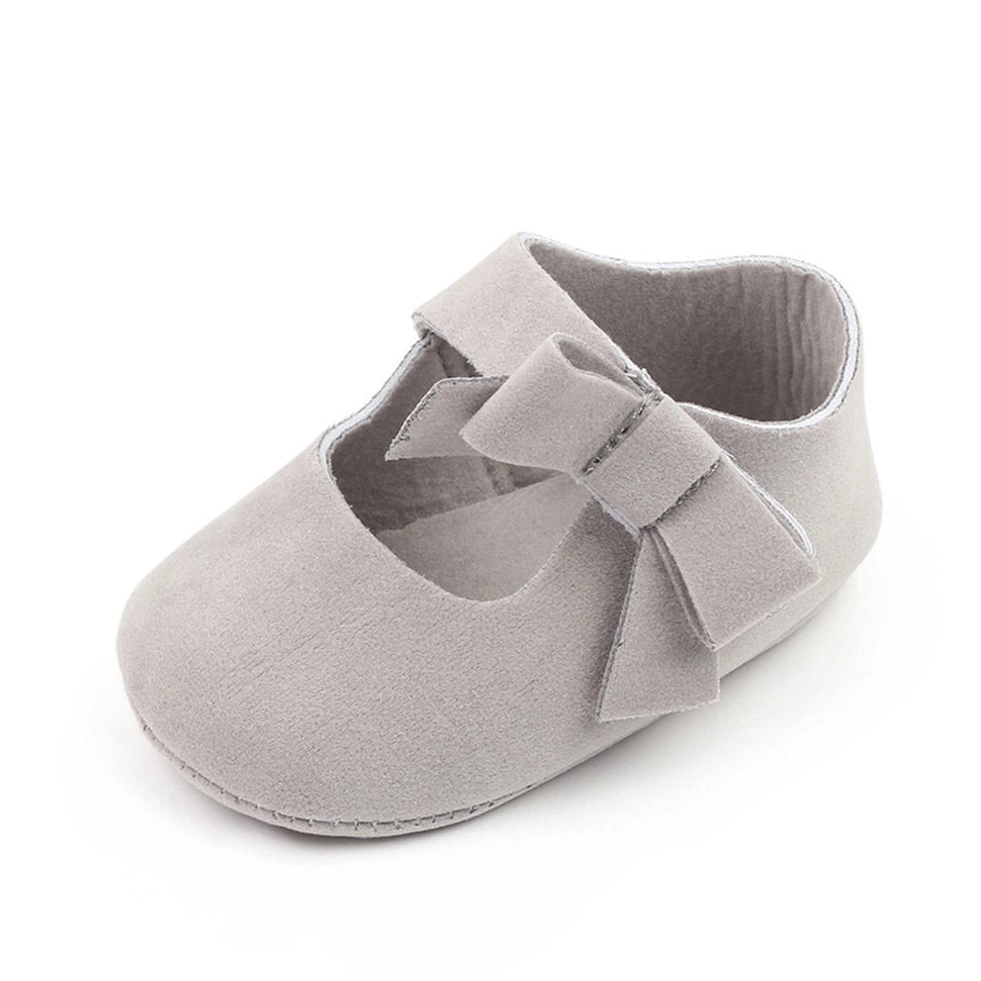 Stylish Soft Grey Baby Shoes with Bow 5 - Minitaq baby kids clothes dress