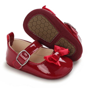 Stylish Burgundy Party Baby Shoes with Red Bow 5 - Minitaq baby kids clothes dress