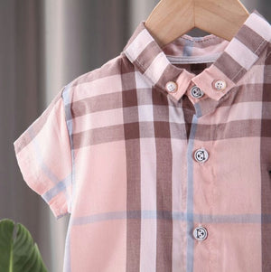 Pink Shirt Check Style With Shorts 2pc 5 - Minitaq baby kids clothes dress