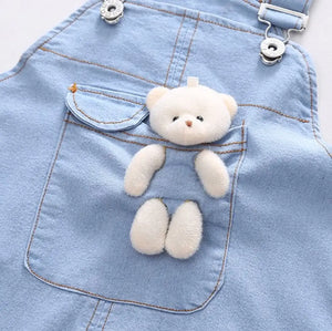 Little Bear In Jeans Dungaree Casual Set For Kids 3 - Minitaq baby kids clothes dress