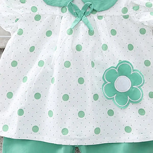 Green Polka Dots Top With Trouser For Girls 5 - Minitaq baby kids clothes dress