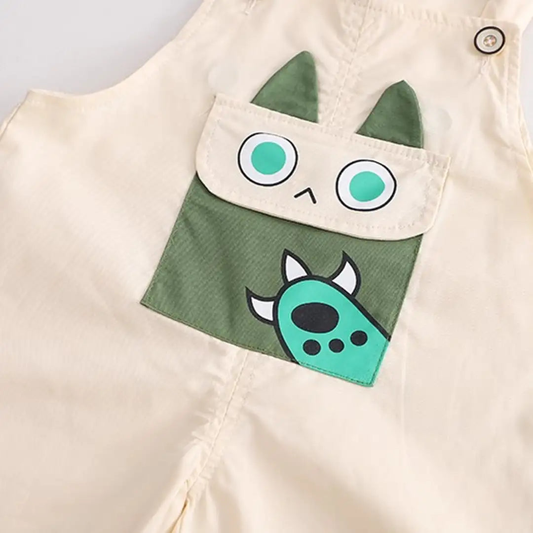 Green Lines T-Shirt With Stylish Cotton Dungaree 5 - Minitaq baby kids clothes dress