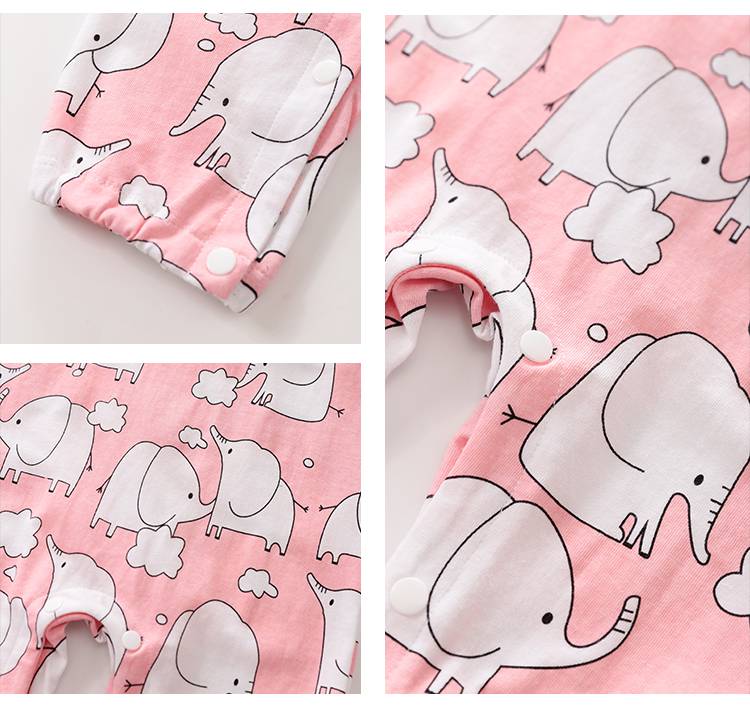 Cute Cartoon Elephant Pink White Romper 3 - Minitaq baby kids clothes dress