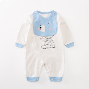 Soft White and Blue Baby Romper with Bib 1 - Minitaq baby kids clothes dress