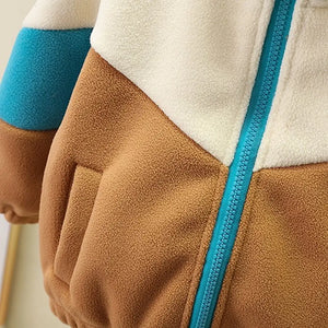 Beige Brown N Blue Color Block Jacket - Minitaq baby kids clothes dress