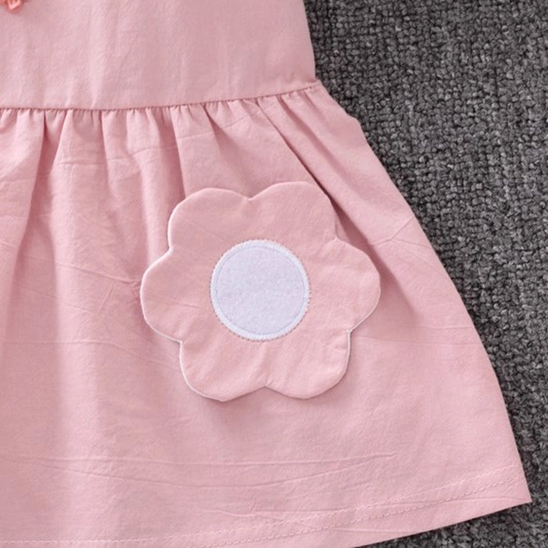 Flower Design Light Pink Sleeveless Cotton Frock For Girls - Minitaq baby kids clothes dress 